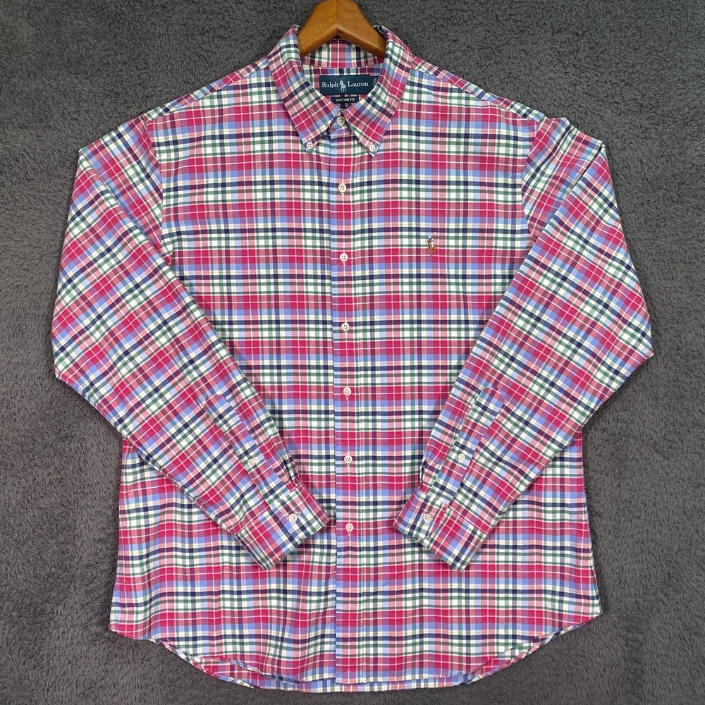 Ralph Lauren Madras Plaid Oxford Shirt XL Multicolor Button Up Pony Logo